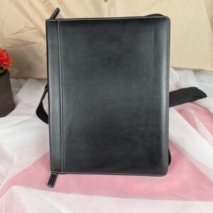 Levenger Black Leather Zip Pro Folio Letter Size Circa Discbound Padfolio